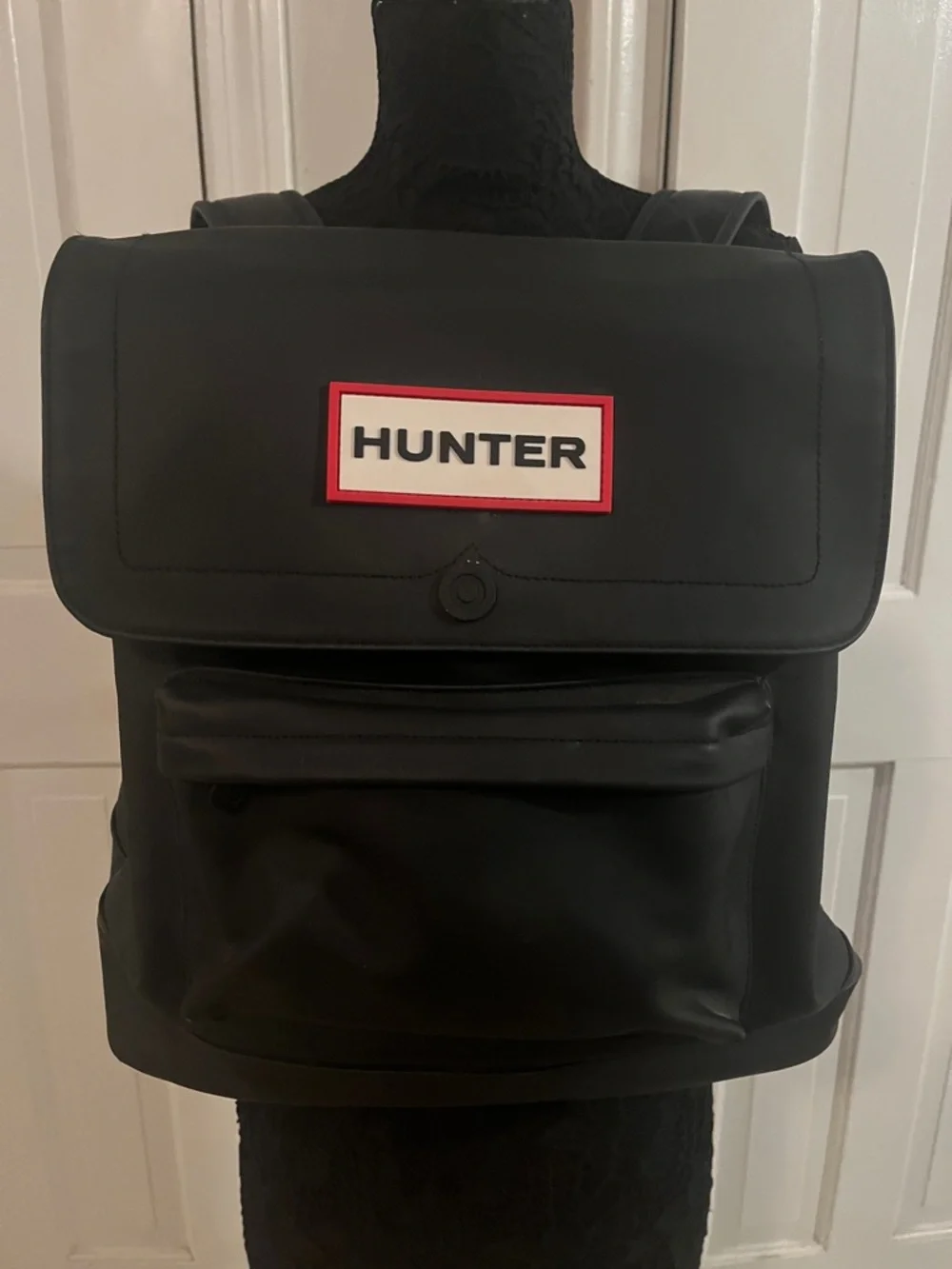 Hunter Black Backpack with Red-Trim Logo